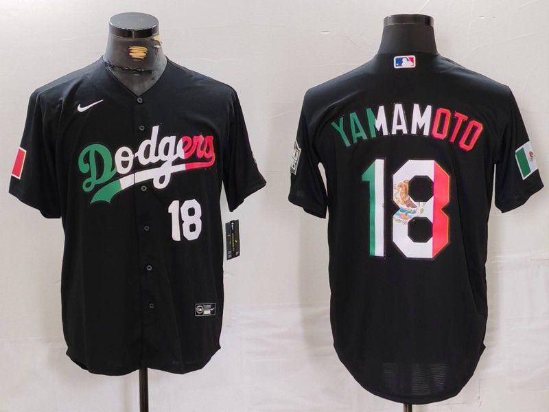 Men Los Angeles Dodgers #18 Yamamoto Black Fashion Nike Game MLB Jersey style 701->los angeles dodgers->MLB Jersey